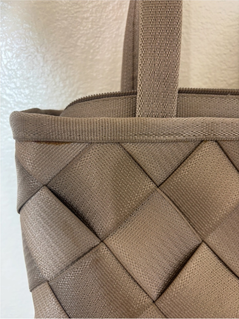 Woven Shoulder Tote in Taupe - Picture 4 of 7